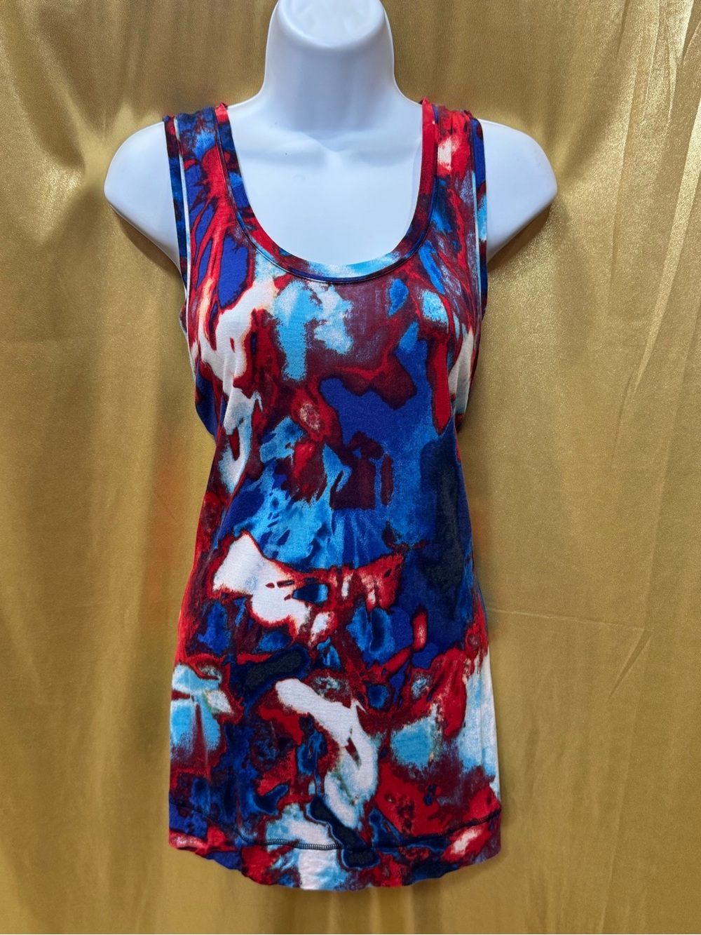 Simply Vera Vera Wang Abstract Tie Dye Scoop Neck Tank Top Medium